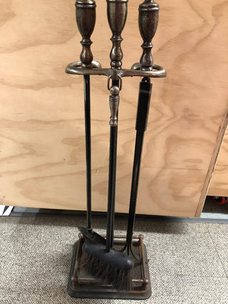 Vintage 4 Piece Fireplace Set Brass/Cast Iron (Price is Firm)