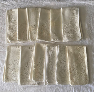 Vintage cut work lace cloth napkins (set of 12)