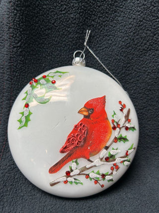 White glass with cardinal