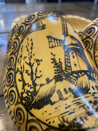 Etched Wooden Clog Pair
