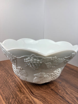 Vintage Harvest Milk Glass Punchbowl by Colony