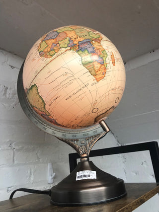 Vintage Light Up Globe on Bronze Stand - Price is Firm