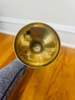 Vintage Brass Vase with Ruffled Top