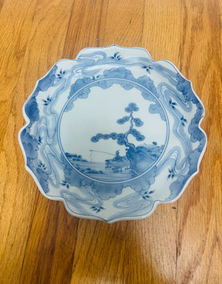 Japanese Blue and White Scalloped Plate