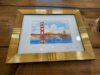 Gold Frame w/Original Watercolor Golden Gate Bridge