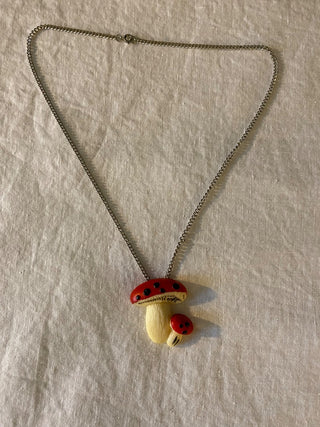 Vintage red mushroom necklace