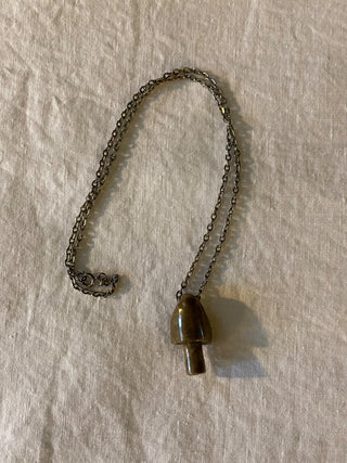 Vintage carved stone mushroom necklace