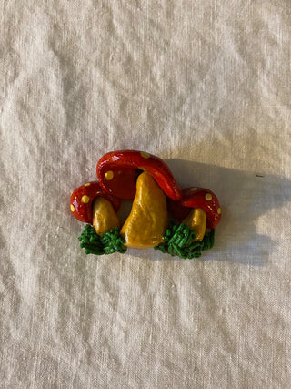 Vintage clay mushroom magnet