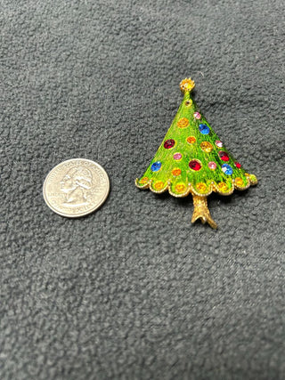 Green X-mas tree brooch