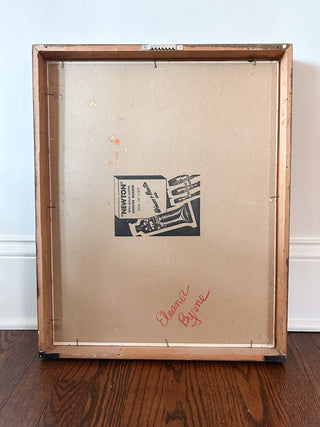Signed Eleanor Byrne 1960's Chair & Bottles Still Life Oil Painting