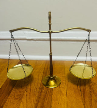 Vintage Brass and Wood Scale of Justice