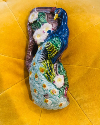 Vintage Peacock Wall Pocket Vase