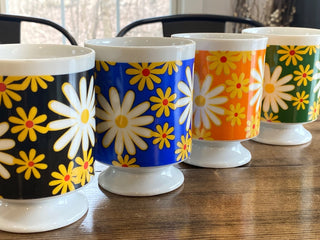 4pc Vintage Daisy Mugs