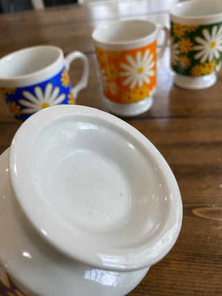 4pc Vintage Daisy Mugs