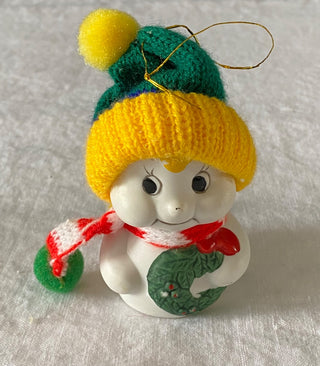 Vintage Snowbell ceramic bell ornament