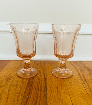 Vintage Indiana Glass Pink Goblets (set of 2)