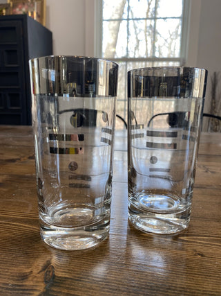 2pc Dorothy Thorpe Dots & Dashes Highball Glasses