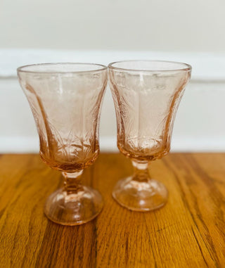 Vintage Indiana Glass Pink Goblets (set of 2)