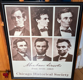 Framed 1990s Chicago Historical Society Lincoln poster