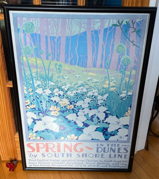 Framed vintage 1990s repro South Shore rail poster