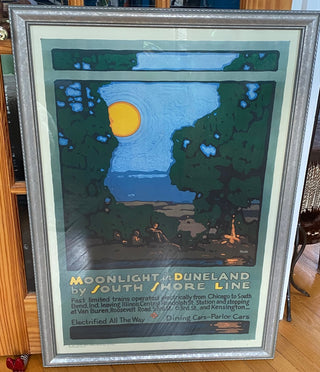 Framed vintage 1990s repro South Shore rail lines poster