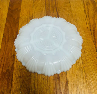 Fire King Milk Glass Divided Tray with Gold Rim