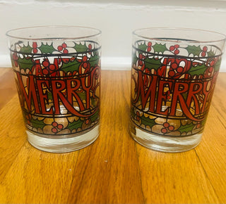 Vintage Libbey Stained Glass Style Tumbler (set of 2)