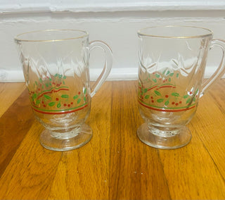 Vintage Libbey Holly Berry Irish Coffee Mug (set of 2)