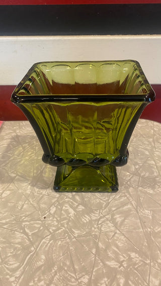 Green glass planter