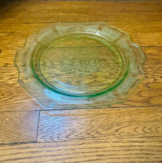Depression Glass Green Cake Platter "Princess" pattern
