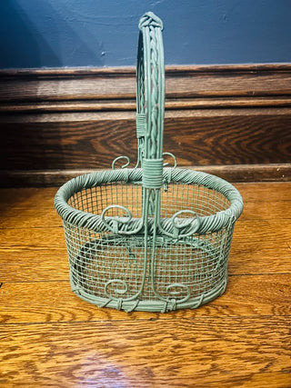 Vintage Green Wire Basket