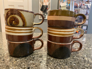 6pc Vintage Ceramic Soup Mug Set