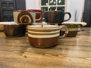 6pc Vintage Ceramic Soup Mug Set