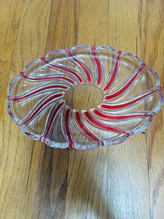 Vintage Mikasa "Peppermint Swirl" Oval Glass Dish
