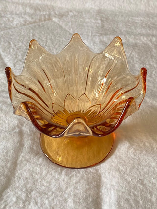 Vintage Selenium glass candy dish glows in UV light