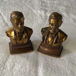 Antique brass Lincoln bookends AS IS (set of 2)