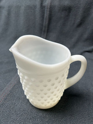 Small Pitcher Hobnail Milk Glass