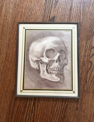 Signed Rich Seidelman 1974 Sepia Human Skull Drawing