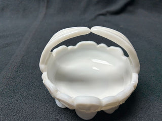 Milk Glass Split-Handle basket