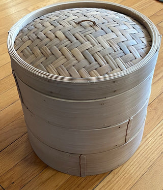 Vintage 3-layered bamboo steamer basket