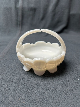 Milk Glass Split-Handle basket