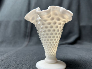 Mini-hobnail milk glass vase