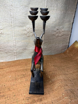 Reindeer Silver 6 Candle Holder 12” tall