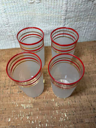 MCM Frosted Red and Gold Tumblers 4 in set