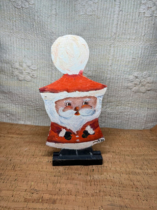 Hand Painted Rustic Wooden Santa Claus - Folk Art