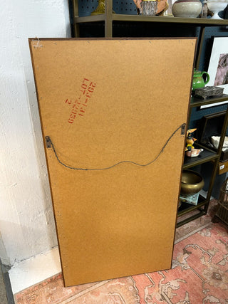 45"Lx23"W Oak-Framed Mirror w/ Brass Corner Reinforcements