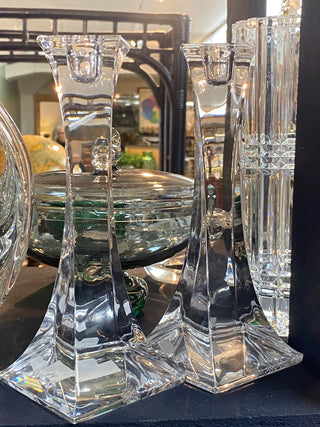 8” Miller Rogaska Crystal Tango Candlestick Holders