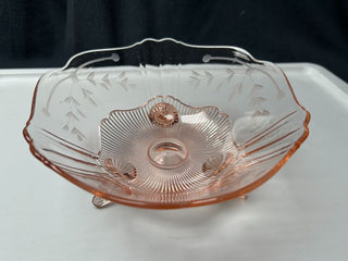 Pink footed serving bowl