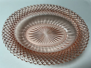 Pink Oval Platter-Diamond Cut Pattern