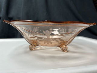 Pink 3-footed lrg. floral bowl